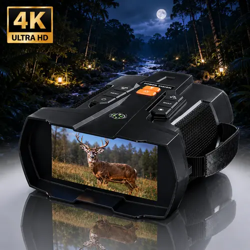 MINENER 4.5" Head-Mounted Handheld Night Vision Goggles - High Definition Binoculars, 32GB SD Card, 10X Digital Zoom, 5000mAh Lithium Battery, 7-Level Infrared, Glow-Dark Buttons, Hunt Gear, Mens Christmas Gift Ideas, for Camping, Wildlife Obs.