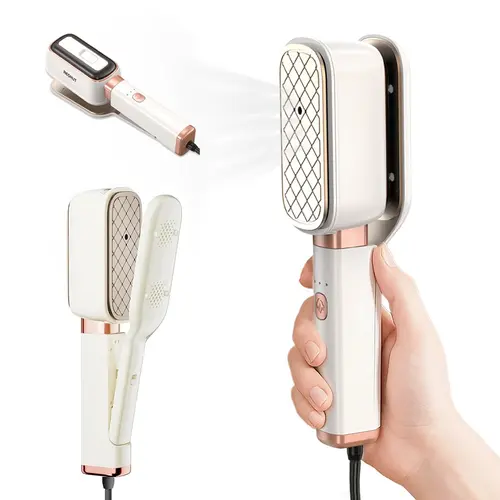 REDHUT 3-in-1 Corded Adjustable Easy-to-Use Handheld Travel Iron Steamer Combo, 1000W 110-120V Dual Voltage, 15s Fast Heating, 60ML Water Tank, Large Rotatable Panel, 180° Tight Spots Access, Heat-Protect Glove, Measuring Cup, 3-In-1 Handheld Travel Steam