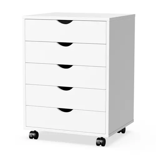 Sweetcrispy Official 5-Drawer Sturdy Metal-Frame Wooden Modern Bedroom Dresser - Mobile Base, Chest of Drawer, Sliding Door, Stackable Storage Organizer, 18.74" Space Saver, 25.39" Tall Storage, Assembly Required for Apartment Indoor Furniture