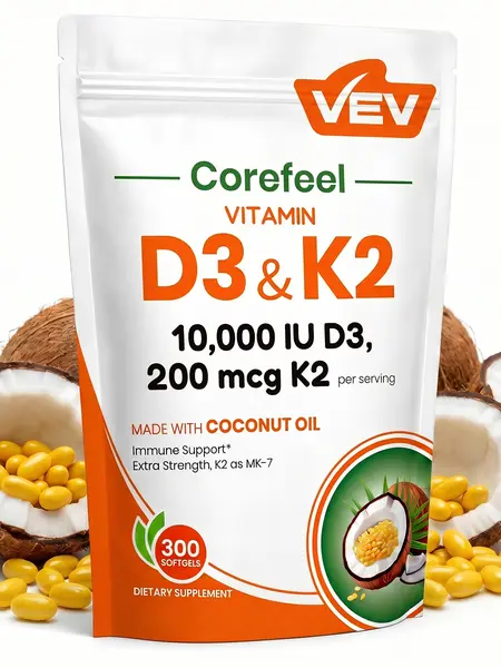 VEV Corefeel Vitamin D3 K2 Supplement Softgels, NSF Certified