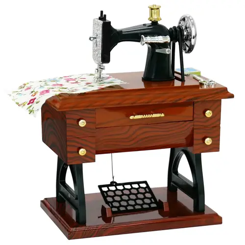 Compact Vintage Mini Treadle Sewing Machine Music Box - European Retro Clockwork Desk Piece with Melody, Whimsical Home Decor, Unique Decor, Delightful House Accent for Birthday Mini Gifts