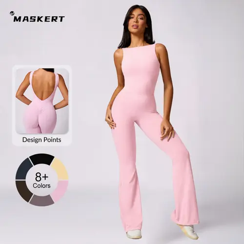 MASKERT Women's Sports Jumpsuit Tummy Control Butt Lifting Fitness Activewear Sports Outfits for Yoga & Gym summerwins