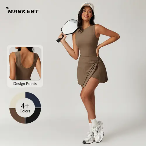 MASKERT Women's High Elasticity Dress Tummy Control Buttery Soft Activewear for Fitness & Commuting summerwins