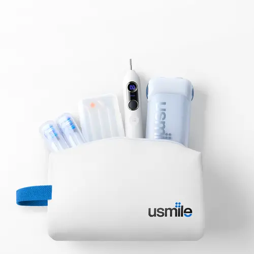 usmile PU Unisex Compact Toiletry Bag - Multifunctional Toiletries Organizer Pouch, Portable Zipper Case for Travel, Stylish Practical Holder That Fits Electric Toothbrush, Water Flosser