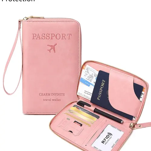 Passport Wallet, Simple Bi-Fold with Zip Closure, Rfid Protection, Lightweight Travel Accessory, Ideal for Holidays, Men's Gift,Suitable for Thanksgiving, Christmas, Valentine's Day,