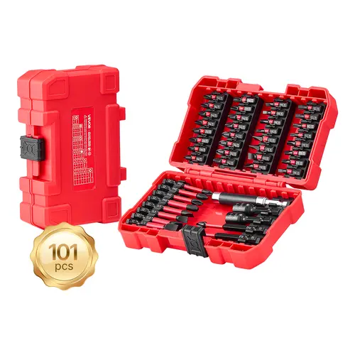 VEVOR 101-Piece Portable Hex Shank Screwdriver Set for Adults, Magnetic S2 Alloy Steel Bits & Rods, Hexagonal Socket, Interchangeable Heads, Blackened Case, Quick Bit Access, Multifunctional Hardware Tool, Tools for Mechanics with S2 Steel Strength