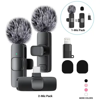 Wireless Mini Lavalier Microphone for iPhone, iPad & Android, Noise-Cancelling Plug & Play Lapel Mic for Lightning, USB-Rechargeable Microphone for Short-Video Platforms, Vlogs & Live Streaming, Live Streaming Equipment