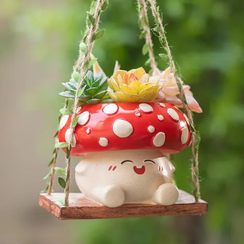 Whimsical Smiley Face Hanging Flower Pot - 3.9in Opening, Drainage Holes, Cute Plant Pots, Aesthetic Mini Planter, Cottagecore Garden Decor, Whimsical Room Decor, Quirky Unique Gifts, Practical Gardening Supplies