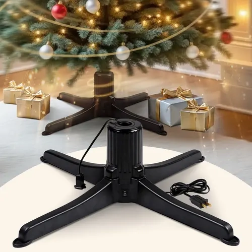 Shareconn 360-Degree Rotating 2026 Thickened Upgraded Commercial Christmas Tree Stand - Black Base, Adjustable Height, for Up to 7.5ft Artificial Trees, Tying Tool Included, Classic Irregular Display, Modern Touch Decoration (Home/Festive Supplies)