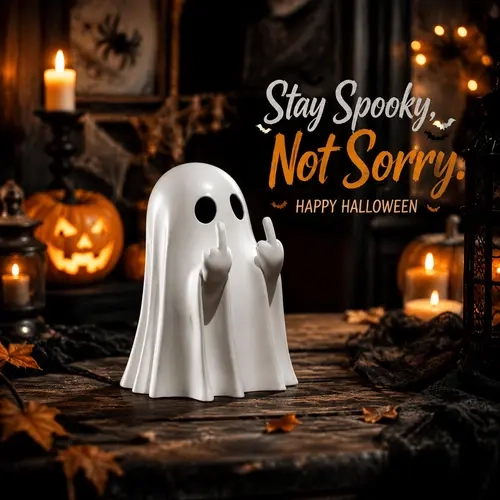 Hand-Painted Spooky Cute Playful Ghost Resin Figure - Halloween-Themed Accessories, Indoor Home Decor Items, Decorative Accents Statues with Lifelike Face for Living Room, Dining Room Table