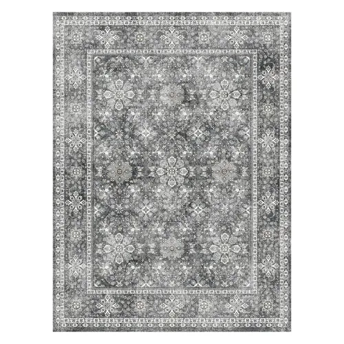 VEVOR 8x10 ft Absorbent Washable Rug, Fluffy Soft Aesthetic Anti-Slip Retro Hypoallergenic Carpet, Tear-Resistant Pet-Friendly Rugs for Bedroom/Living Room, Gray, Tool Upgrade