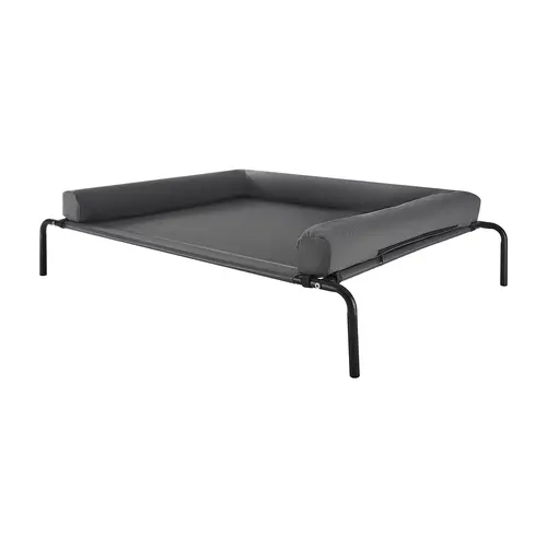 VEVOR XL Elevated Dog Bed for Large Dogs - 27.5in Stretch, Portable Raised Cot with Machine Wash Pillow, Steel Frame, Breathable Teslin Mesh, Easy to Assemble Tool-Free in 10 Minutes, Indoor & Outdoor Use, Gray