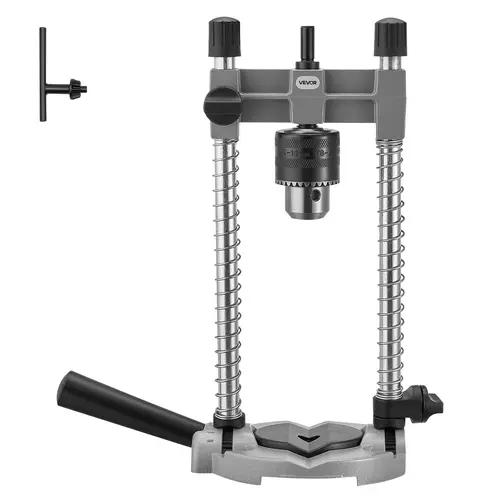 VEVOR Right Angle Drill Guide Jig Attachment, Portable Aluminum Alloy Precision Tool with Large Handle, Mounting Holes, Adjustable Limiter for Woodworking Straight/Angled Holes, Cylindrical/Square Compatibility, Shop-to-Garage Portable, Father's Day Gift