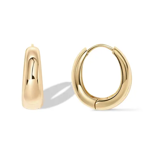 PAVOI 14K Gold Plated Chunky Hoops Earrings for Women - Sterling Silver Posts Hypoallergenic Earrings - Small Lightweight Gold Hoop Earrings
