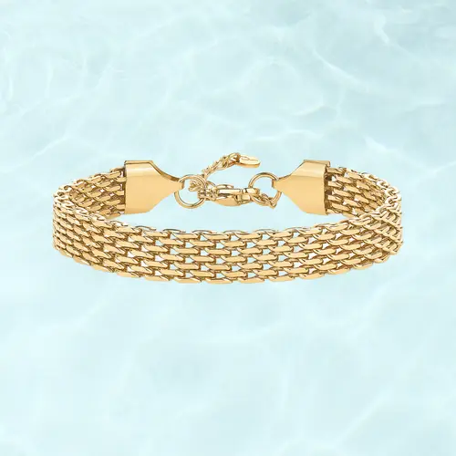 PAVOI Waterproof Chunky Chain Bracelet for Women - 14K Gold Plated Trendy Adjustable Chain Bracelet - Lightweight Stainless Steel Jewelry