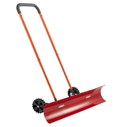 VEVOR Heavy Duty Wheeled Plastic Snow Shovel, 37.8 in Wide Blade with 72° Tilt Control, Dual-Directional Tilt, 90° Adjustable Handle, PC+ABS Resists Daily Wear, Portable Yard Tool for Driveways, Sidewalks