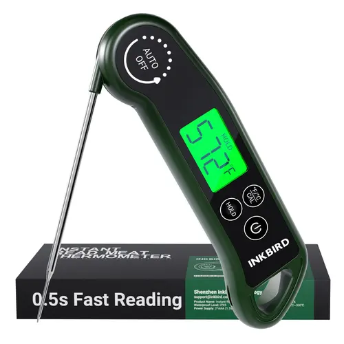 INKBIRD Digital Kitchen Thermometer - Kitchen Utensils, 0.5s Fast Reading, ±0.5℉ Accuracy, Magnetic Mount, Wide Temp Range, Large Display, ABS Plastic Body, IPX5 Water Wash, 2 Included Easy-Replace AAA Batteries, Heat Resistant for Grill, Brewing Use