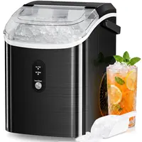 Nugget Countertop Ice Maker with Soft Chewable Ice, 34Lbs/24H, Ice Ready in 5 Mins,  Xbeauty Portable lce Machine with lce Scoop, Self-Cleaning Compact Ice Machine with Ice Scoop & Basket, Water/Ice Full Alerts for Home, Kitchen, Office, Party