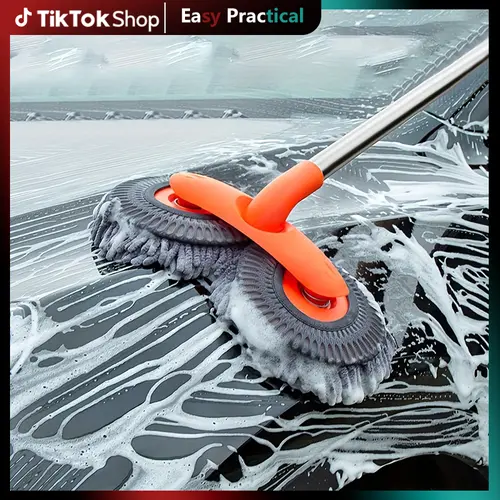 【DealsForYouDays】43'' Long Handle Car Wash Mop, Detail cleaning, 3X Fast Clean, Retractable Aluminum Alloy Pole, Soft Chenille Material, Avoid Scratching, Suitable for Car, Truck, SUV and Home Cleaning-Car Wash Accessories! Car Care Tool! FathersDayGift