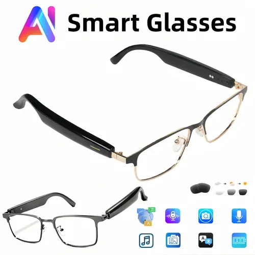 LUSBY Multifunctional Smart Glasses - Unisex Adults' Wearable Smart Eyewear, Photochromic Lenses, 160-Language Real-Time Translation, HD Sound, Bluetooth Voice Calls, Hands-Free Operation, Lightweight Comfort, Ideal for Travel, Outdoor Activities