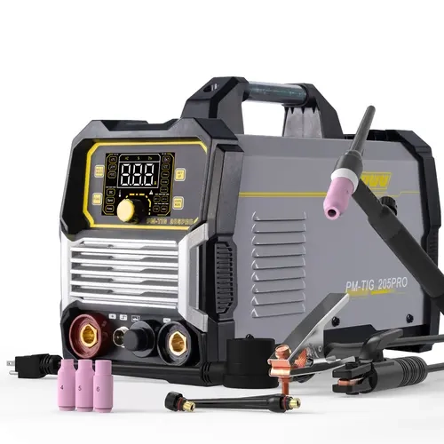 Puwu Heavy-Duty Professional 205A TIG Welder - 5-in-1 Portable Welding Machine, 110V/220V Dual Voltage Auto & Manufacturing/Automotive Ready, Lift TIG Torch, Accessories, Hoses and Connectors, Compact Design