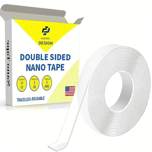 ADESKE Double-Sided Removable Adhesive Foam Tape (16.4FT Length) - Invisible, Long Lasting Adhesive, Strong Dual Grip, Instant Bond, Transparent Multipurpose Mounting Tape for Household Users, Indoor/Outdoor Home Decor on Clean Surfaces
