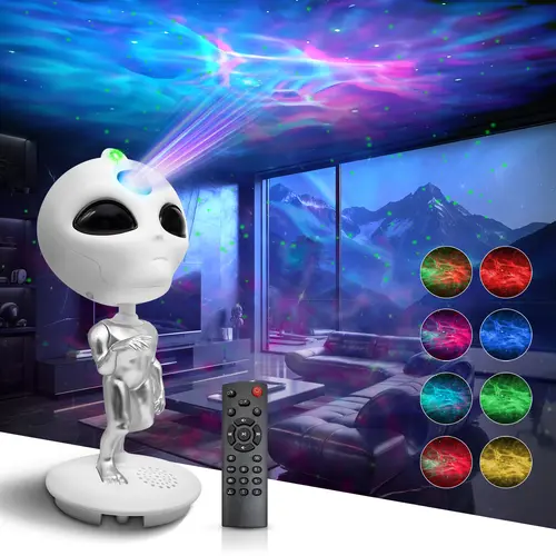 KEXU Alien Galaxy Projector - 3D Novelty LED Lighted Decor, Color Pulsating & Illuminating LED Mood Light with Dimmable Effects, Timer, Remote, Music, Sleep Aids for Kids’ Room (Christmas, Birthdays)