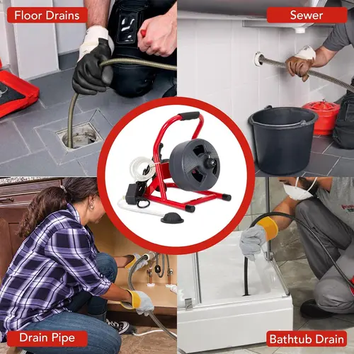 【GARVEE】50Ft x 5/16 Inch Drain Cleaner Machine, Electric Drain Auger Professional for 3/4 to 3 Inch Pipes Heavy Duty