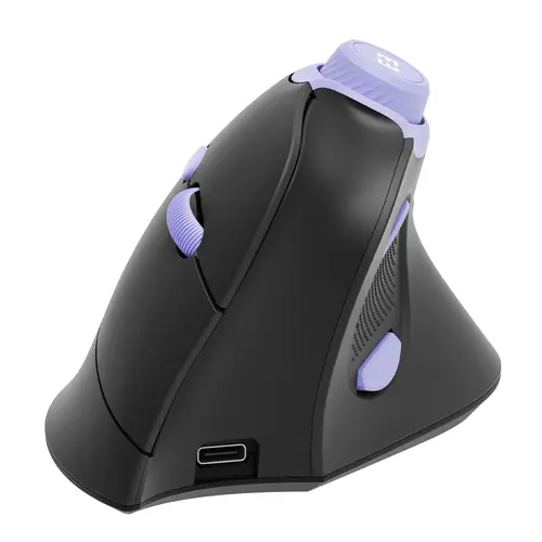 Seenda Ergonomic Connected Mouse MOU-302 - Rechargeable Vertical Wireless Type-C Mouse with USB+Bluetooth, Volume Knob, Quiet Clicks, Adjustable DPI, Multi-Device Compatibility for Windows, Mac OS, PC, Laptop Office & Desk Accessories