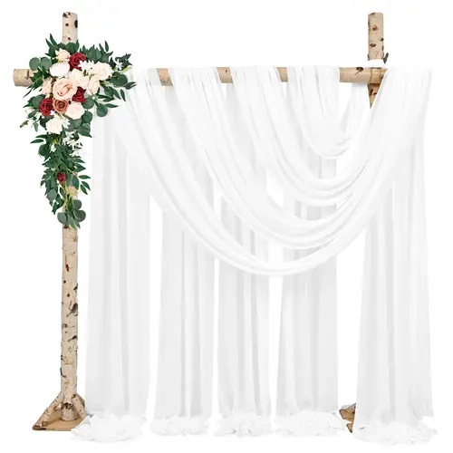 MTREO 2 4 Panel Wedding Arch Draping Fabric 28" x 20Ft Drapes Chiffon Fabric Sheer Backdrop Curtains for Arbor Wedding Ceremony Party Ceiling Decor
