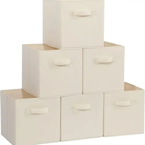 STOWM 6-Pack 11”X11”X11”" Cube Organizer Bags - Clothes Closet Storage, Wardrobe Storage Boxes, Removable Plastic Bins, Organizer Container Kit for Home Decluttering, Move Out Solutions