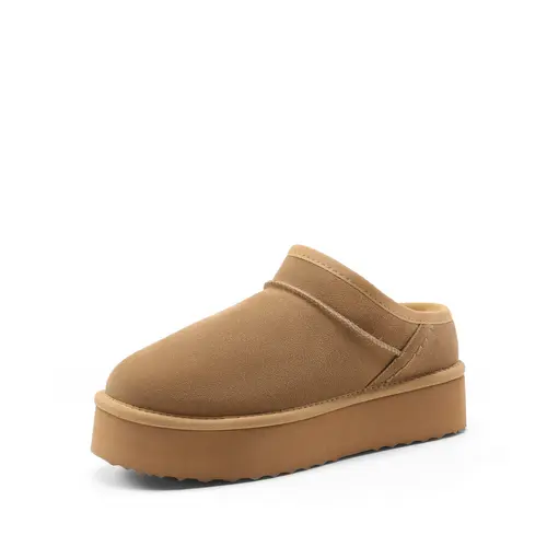 DREAM PAIRS Women's Genuine Suede House Slippers - Plush Faux-Fur Lined Mini Ankle Booties, 1.57 inches Height-Lifting Platform Heel, Memory Foam Cushioning, Lightweight EVA Sole, Indoor-Outdoor Slip-On Women's Shoes