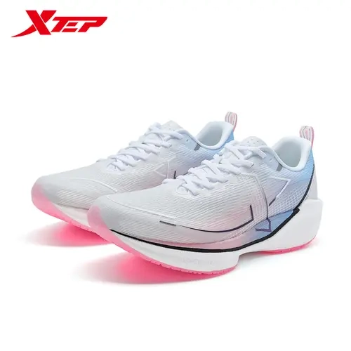 Xtep 360X 1.0 Men's Running Shoes White and Pink with Engineered Mesh Upper & T400 Carbon Plate for Speed and Performance