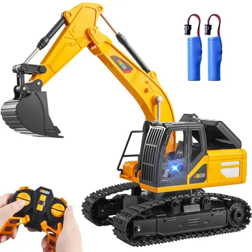 JOYIN Remote Control Excavator Toys for Boys, 2.4Ghz RC Play Excavator with Light, Construction Toys for Boys 3-5 4-7 8-12 Year Old Kids, Christmas Present Birthday Gift Valentine's Day Gifts for Kids