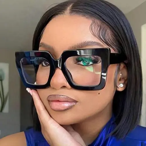 ShineThru Unisex Full-Rim Retro Square Wide Frame Non-Prescription Blue Light Glasses (1-Pair) - High-Quality PC Lenses, Lightweight Eye-Friendly Frames, UV Protection, Screen Glare Reduction, Daily Wear Eye Fashion Accessory, Glasses Blue Light