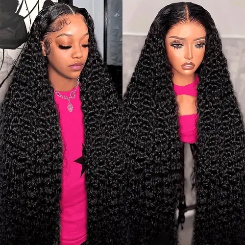 【30 for $79.9】Haloqueen Women's 13x6 HD Transparent Lace Front Human Hair Wig, 200% Density Deep Wave, Pre-Plucked with Baby Hair, Heat-Resistant, Human Hair Wigs, Deep Wave 13X6 Wig
