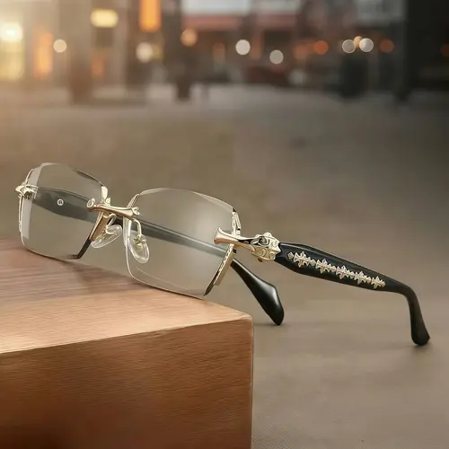 EUNOIALENS Rimless High Quality Eyewear, Frameless Glasses with Diamond-Cut Edges, Stainless Steel Fashion Temple Decor, Unisex Adults' Accessories for Daily Use, Mens Gifts. summerwins,summerwins, Father's Day Gifts