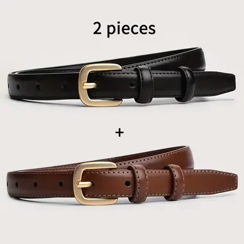 2-pack Casual Fashion Belt with Simple High-End Feel, Trendy Exquisite Belt, Needle Buckle Double Loop Belt, Suitable for Daily Wear, Stylish Belts