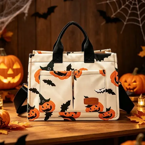 Halloween banquet backpack, pumpkin patterned women's crossbody bag, Halloween backpack, minimalist women's casual bag, suitable for holiday use women's bags, Fall Purse, Crossbody shoulder handbag