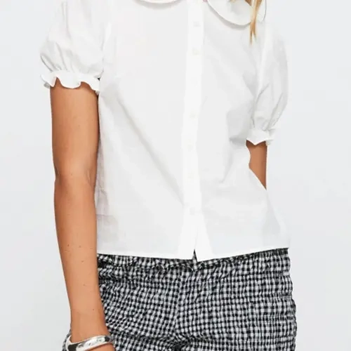 Women's Short Sleeve Button Front Shirt Blouse, Button Up Blouse, Versatile Work & Daily Wear Top Stylish Women's Clothing for Everyday Use