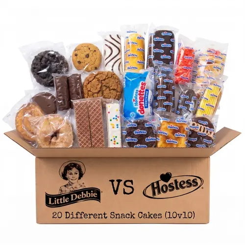 Little Debbie Vs. Hostess 20 Snack Cake Variety Sampler Including Twinkies, Zingers, Coffee Cakes and Nutty Bar Cakes and Bars, Honeybuns, Zebra Cakes