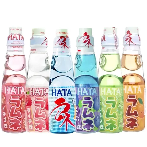 HATA Fusion Select Ramune Soda 6-Pack Variety Classic Japanese Fizzy Soda in Codd-Neck Bottles with Marble Stoppers - 6.76 Oz Each