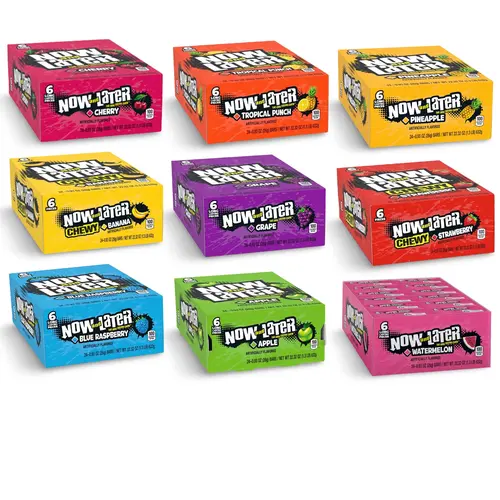 Now and Later Original Sweet Fruit Chewy Taffy Chews Candy 0.93 Oz, 24 Pack