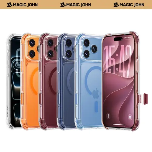 MAGICJOHN MagSafe Compatible Shockproof Cellphone Case for iPhone 17 Pro/17 Pro Max/18 Pro/18 Pro Max, Polycarbonate-TPU Casing with Liquid Silicone Cushion, Anti-Yellowing, Textured Anti-Slip Grip, Slim Back, Wireless Charging Ready, Protector Cover