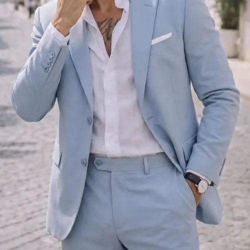 Men's 2-Piece Linen Suit Summer Wedding Formal Party Event Tuxedo Elegant Casual Business Formal Wear