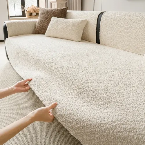 Pure Color Pearl Velvet Washable Sofa Cover, Pet-Friendly Anti-Slip Protector, Slipcover for Sofa, Home Decor Furniture Protector for Living Room Bedroom Sofa Couch Covers