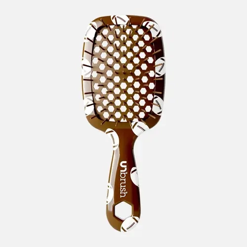 UNbrush Mini Football Anti Tangling Detangling Hairbrush - UNbrush Sports Collection, Gentle Duoflex, Mini Travel Size, Great for Gym Bags and Quick Touchups