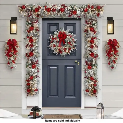 Puleo International 6' x 10" Pre-Lit Flocked Garland