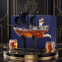 Kollea Pirate Ship Whiskey Bottle with Luxury Gift Box,Artisan Glass,Halloween Gift&Party Decor,Decanter Set,2 Matching Bottles,Present for Men,Dad,Husband,Boyfriend,Home Bar Dispenser,Funny Gifts for Anniversary&Brithday,Sailor&Captain Enthusiasts giftid