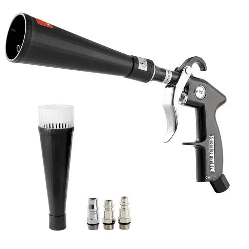 VEVOR Portable Aluminum Alloy High-Pressure Car Cleaning Air Blow Gun, 6-9.2 Bar, 2 Nozzle Sets, 360° Rotating Head, 1/4 NPT Connectors, Air Compressor Compatible, 100ml, for Car Interiors/Exterior Deep Clean (Father's Day Gift Option)